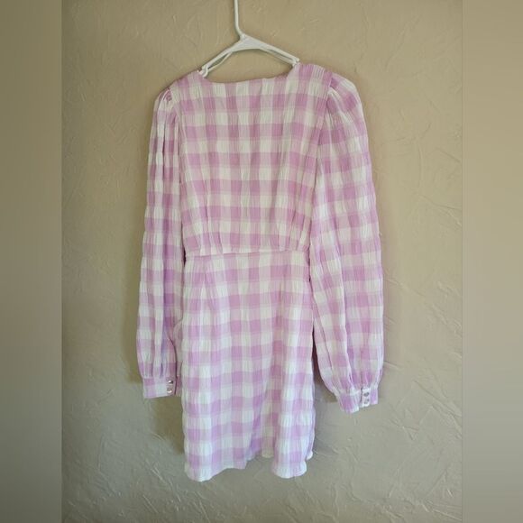 Mable gingham wrap front mini dress fully lined size S - Picture 3 of 8